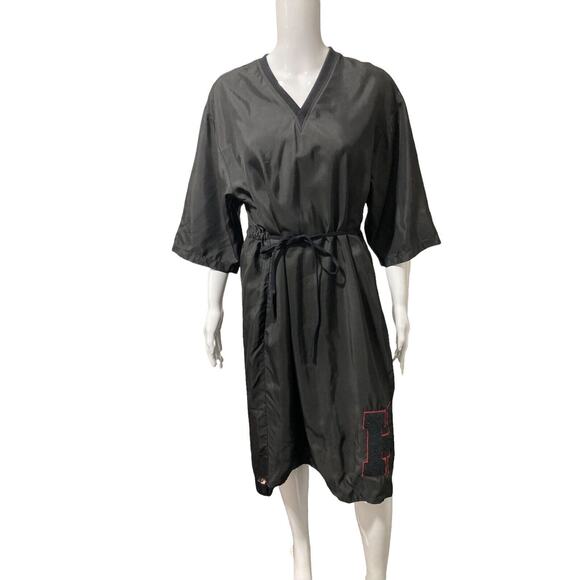 HACHE Womens Black Drawstring Garterized V-neck Midi Casual Dress Size 40 US 4 - Picture 3 of 11
